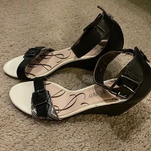 Open Toe Wedge Heeled Sandals - Size 8